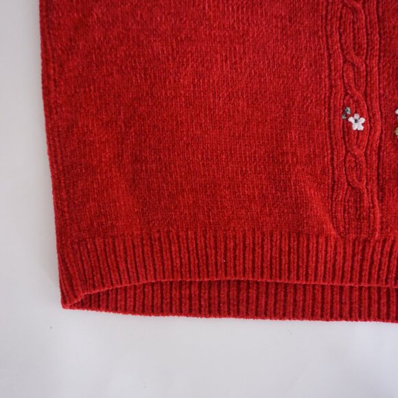 Vintage Alfred Dunner Red Floral Embroidered Chenille Sweater Grandmacore 3X NWT - Picture 6 of 9
